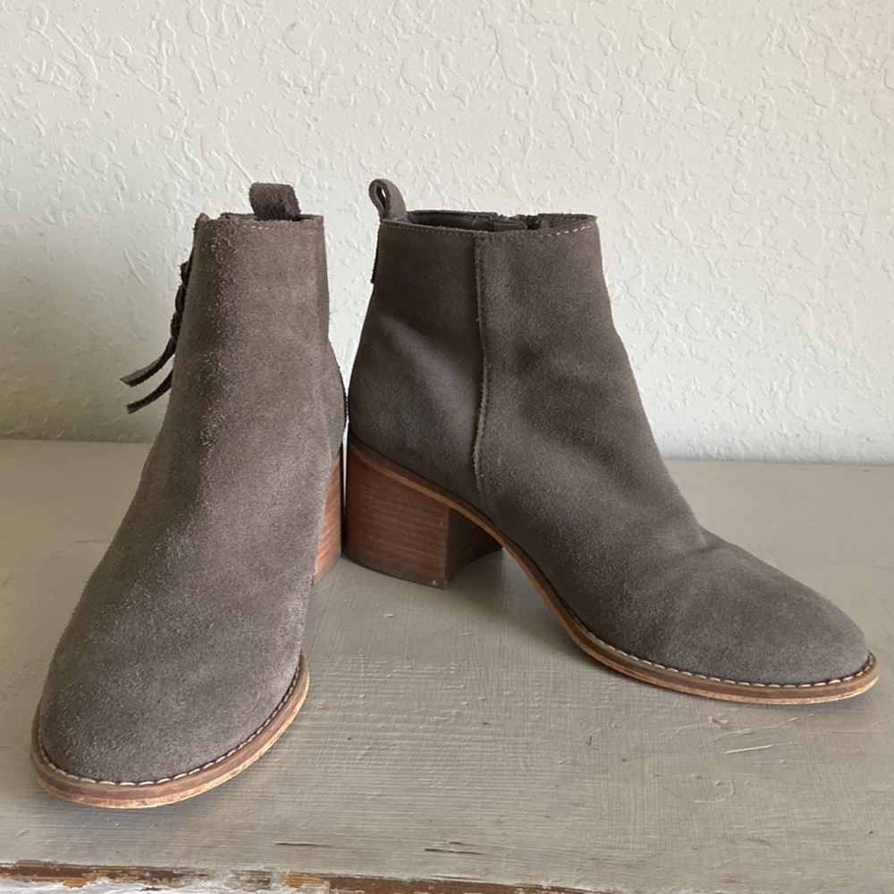 BP. - Taupe Suede Leather Heel Ankle Boot - Picture 7 of 11